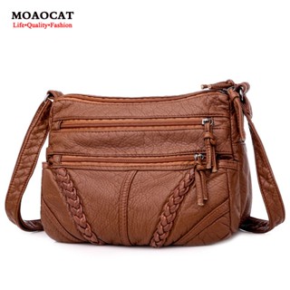Novas Mulheres De Couro Sacos Ombro Do Vintage Compras Grande Capacidade Bolsa Crossbody Pacote Macio Quadrados