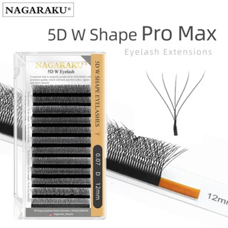 NAGARAKU 5D W Shape Eyelash Extension 12 Linhas Por Bandeja Matte Black