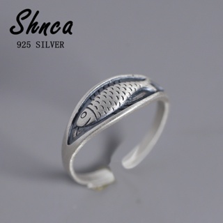 925 Sterling Silver Retro Matte Exclusivo Carpa De Peixe Pequeno Aberto Literário Feminino Anel LR279 em Oferta na Shopee