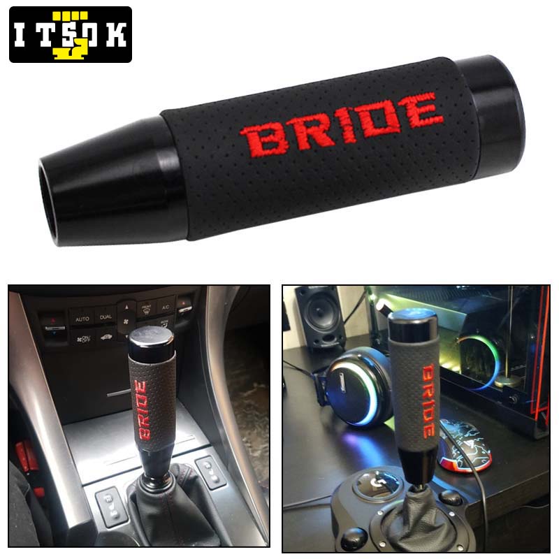 BRIDE Manípulo Couro Alumínio 13 CM JDM Universal Shifter Stick Corrida Tuning Shiftknob Sport Gearknobs Carro Gearshift BRIDE Manípulo Couro Alumínio 13 CM JDM Universal Shifter Stick Corrida Tuning Shiftknob Sport Gearknobs Carro Gearshift