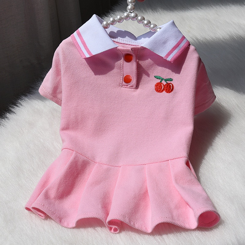 Spring Summer Dresses for Small Dogs Puppy Clothes Cute Polo Student Cat Skirt Dress Princess Pet Clothing