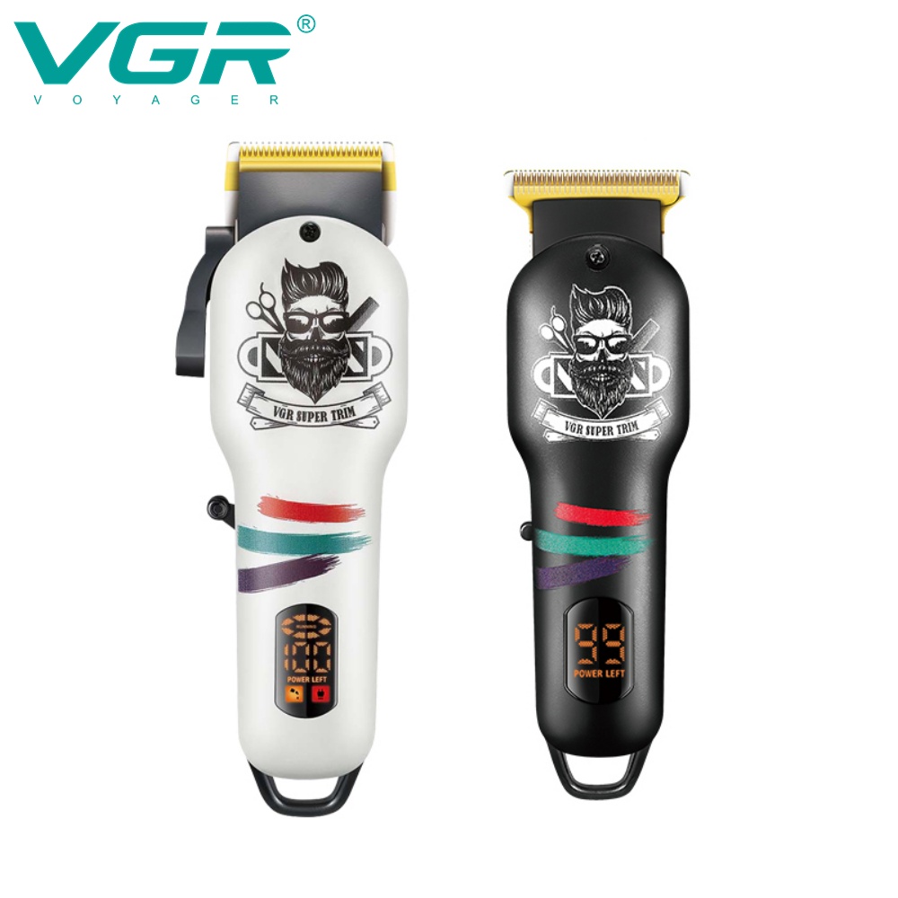 VGR Máquina De Cortar Cabelo Profissional Portátil Máquina De Cortar Cabelo Sem Fio Máquina De Corte Ajustável Máquina De Cortar Cabelo Recarregável Elétrico Homem Display Led UtensíLios De Cabelo V-699/V-971