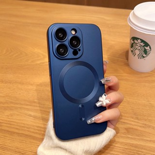 Capa Magnética De Luxo Para iPhone15 14 13 12 11 Pro Max Novo Modelo Com Lente De Silicone Galvanizada A Preto Fosco 13 Película Protetora