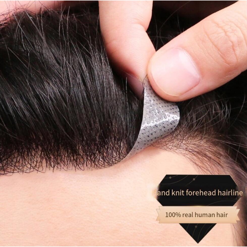 Peruca Masculina Peça De Testa Invisível De Linha Capilar Autocolantes De Cabelo real Substituição Da Cabeça em Oferta na Shopee