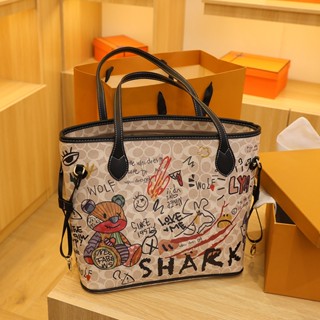 Bolsa Dente De Couro Grafite Macio Tote Mola Novo Estilo De Mão Grande Capacidade Um Ombro Cão