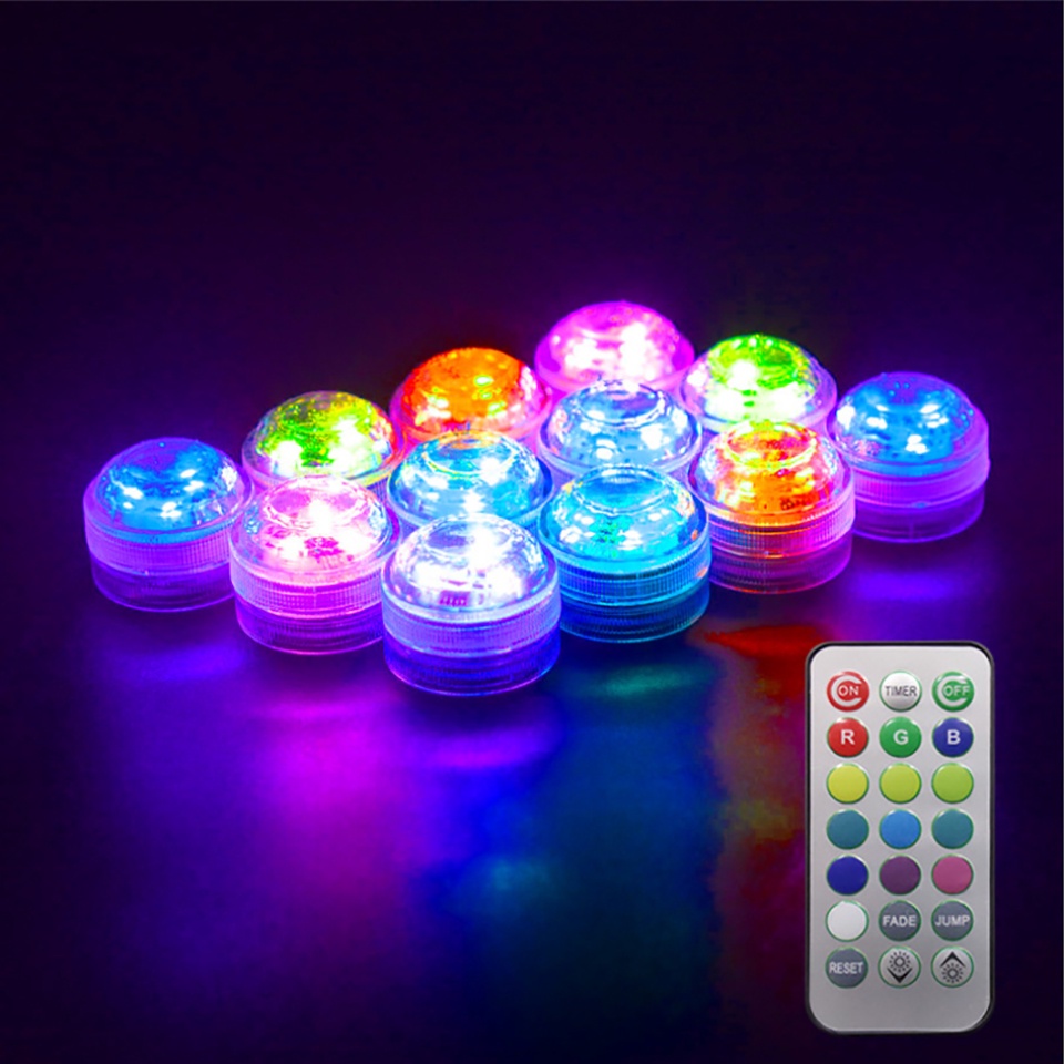 IP65 Luz Submersível LED À Prova D'água Noturna RGB Operada Por Bateria Para Tanque De Peixes Lâmpada De Festa De Casamento Piscina