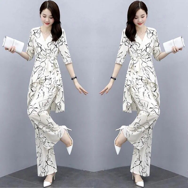 Conjunto Único Feminino De Temperamento 2023 Camisa chiffon De Tamanho Grande Solta b 2023
