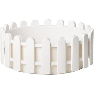 Vaso Decorativo de Plástico Branco - Decoração de Mesa - Vaso Estilo Cerca de 7x3 Polegadas para Flores Artificiais e Ex