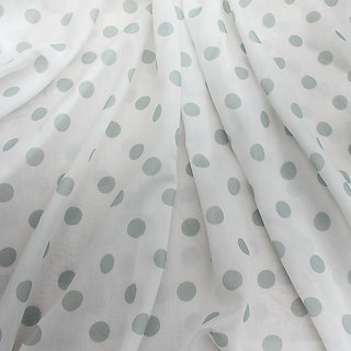 Pequeno fundo branco fresco verde bolinhas água Jade tecido de fibra fina roupas blusa saia protetor solar camisa tecido