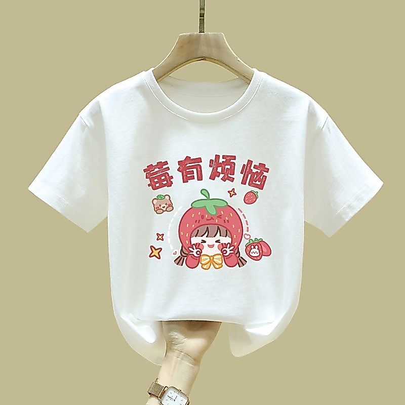Meninas Camiseta De Algodão Manga Curta Verão 2025 Anos Estilo Ocidental Crianças Médias E Grandes Meia Roupas Para 2025