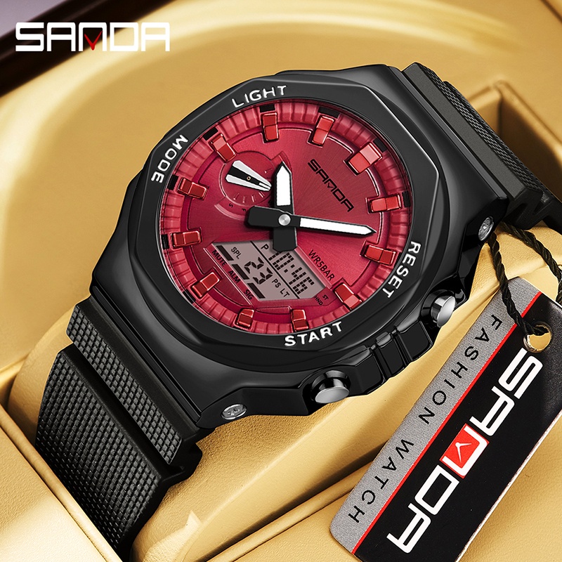 Relógio Sanda Homem Luminoso Multi-Funções Metal Luxo Moda Masculina SD3167-9 · foto 2