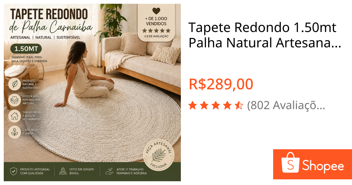 Tapete artesanal para sala e quarto