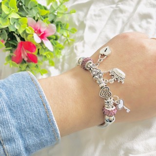 Pulseira Prata Pandora Feminina Com Berloques RF13