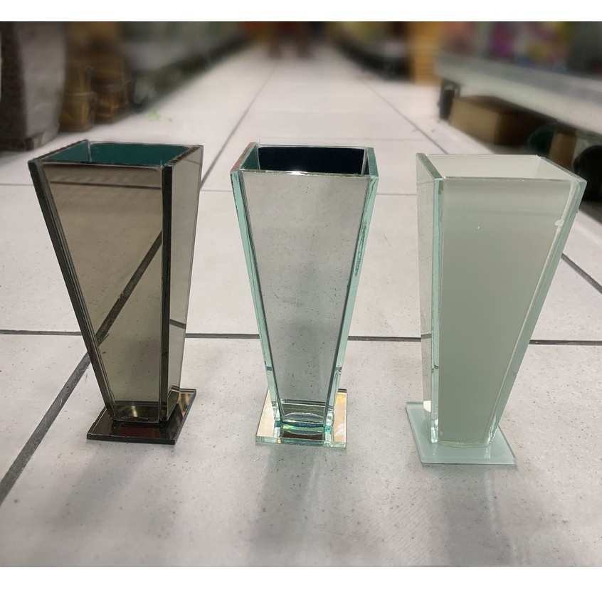 1 Vaso Espelhado Cachepot para Arranjo Artificial Enfeite Decoração