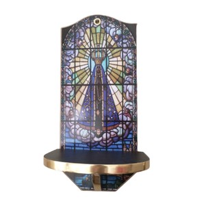 Oratório Capela Parede Porta Imagem Vitral Nossa Senhora Aparecida 44cm