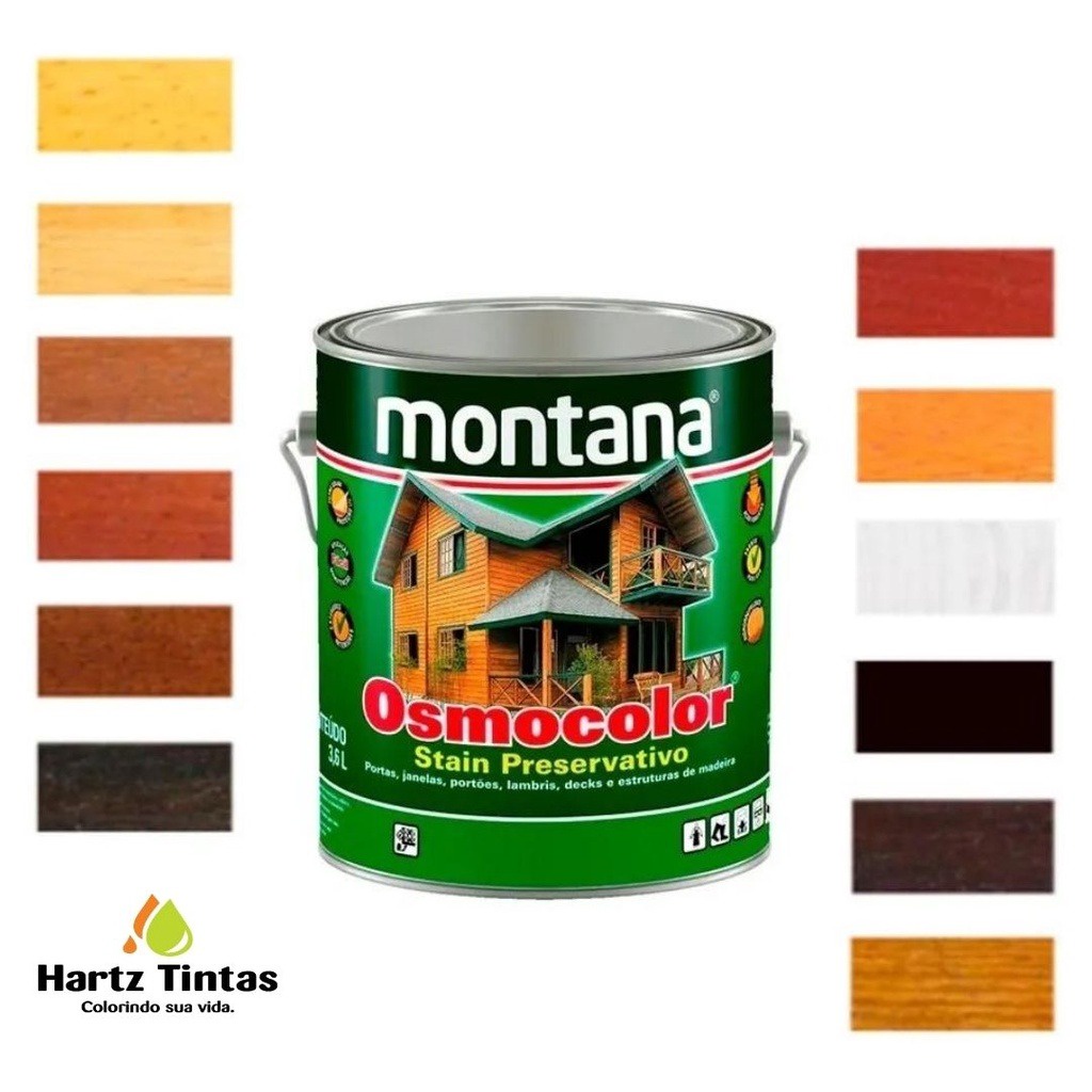 Osmocolor Montana Stain Madeira 3,6lt - Varias Cores - Verniz Stain para Madeira - Verniz para madeira