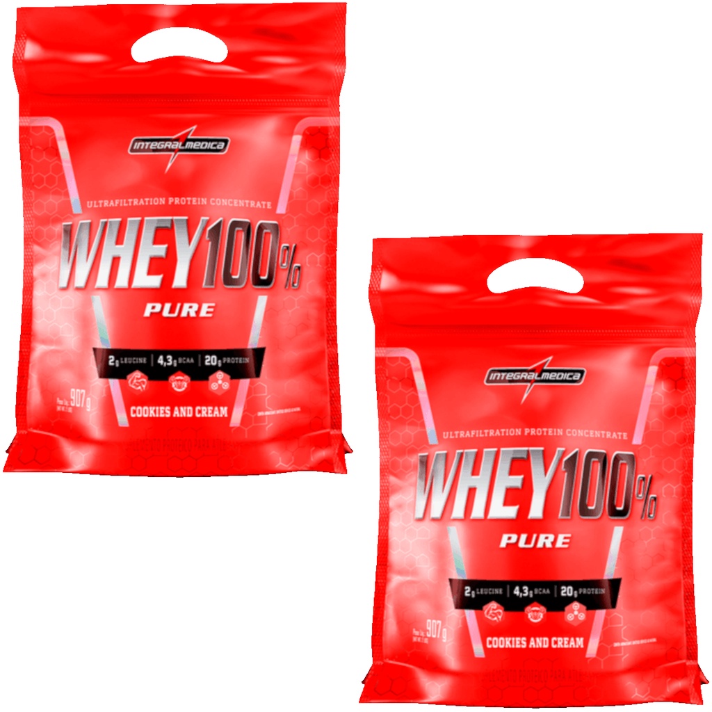 Kit 2x Whey Protein 100% Pure 907gr Refil - Integral Médica | Shopee Brasil