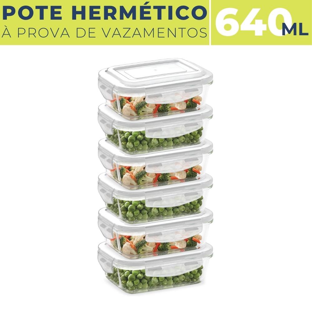 Kit Pote De Vidro Herm Tico Ml Com Tampa Pl Stica E Veda O Bpa Free Marmita De Forno