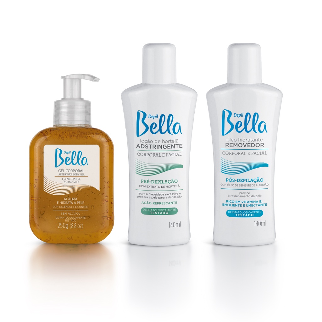 Kit Pré E Pós Depilação Loção Adstringente Óleo Removedor E Gel Calmante Camomila Depil Be...