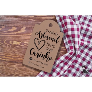 50 Tags Kraft Produto artesanal feito com amor m1 em Oferta na Shopee