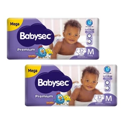 Kit 2 Fraldas Babysec Galinha Pintadinha Premium Tamanho M 32 unidades cada