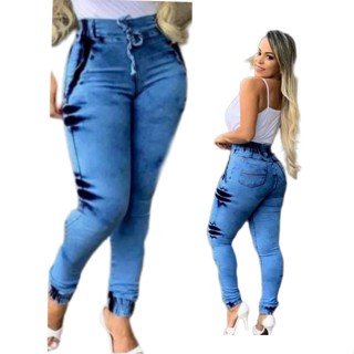 Calça Jeans Feminina Jogger/lançamento/cintura Alta/elastano