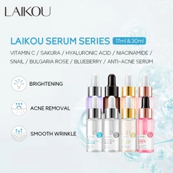 LAIKOU Facial Serum Sakura/Vitamin C/24K Gold Snail/Tea Tree Essence Shrink Pores Remove Acne Brightening Soothing Skin