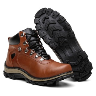 Bota Coturno Masculino Casual Couro Legitimo Macia Leve e Resistente Promoção Relâmpago