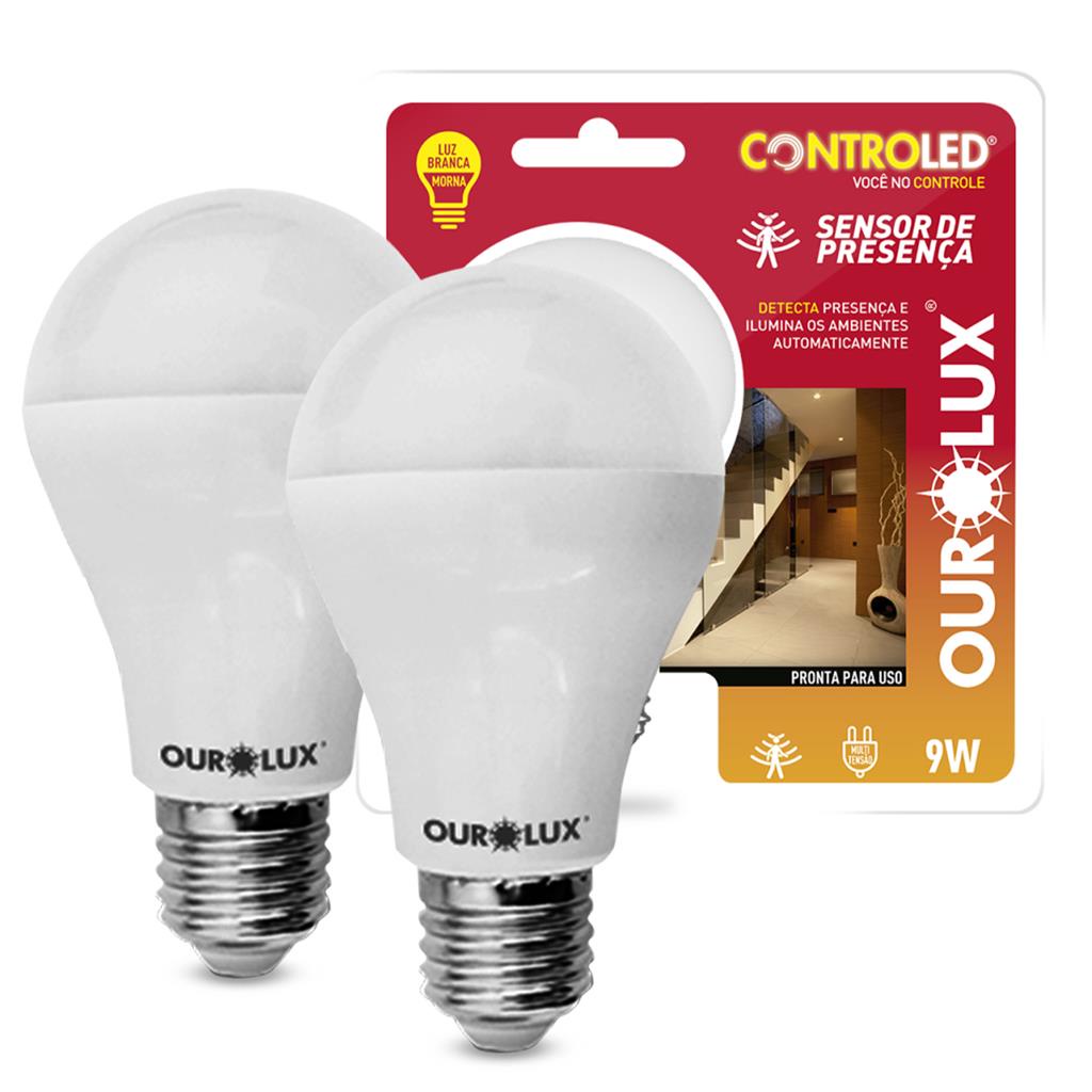 Kit 2 Lampadas Led Inteligente Sensor Presenca 9W E27 2700K em Oferta na Shopee
