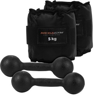 Kit Treino Fisioterapia Academia | 2 Caneleiras 5kg + 2 Halteres Bola 2kg | Peso Musculação