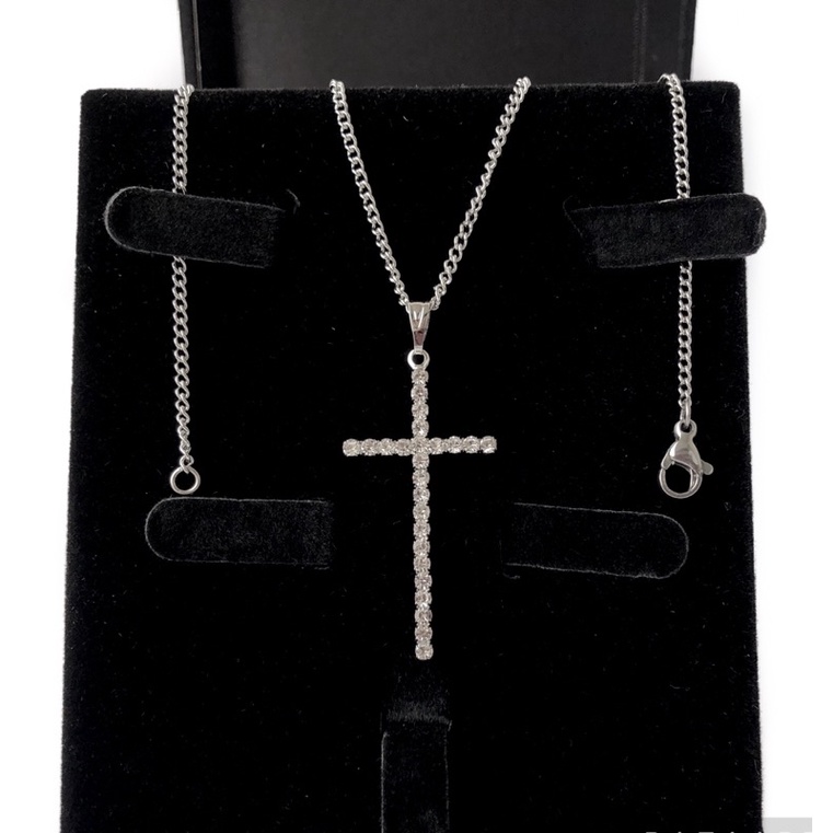 colar cruz gargantilha crucifixo strass lindo aço inox prata gargantilha delicada