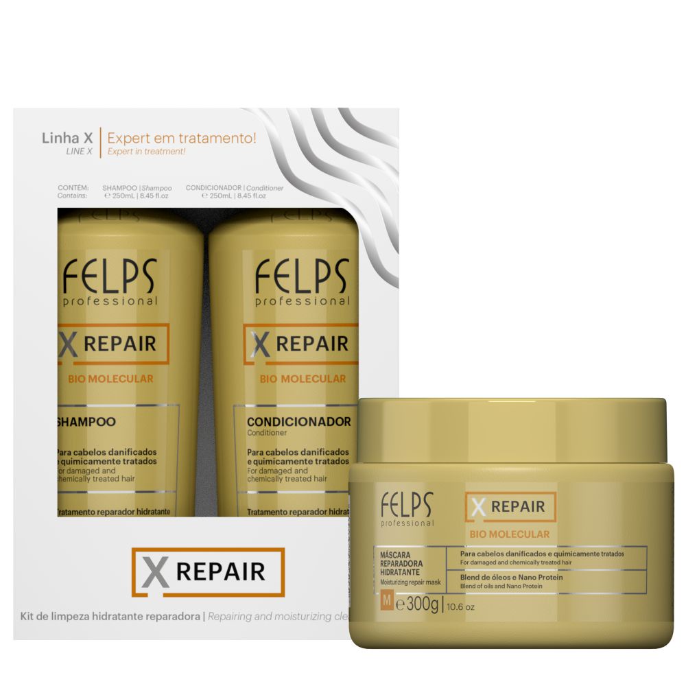Felps Kit Duo Xrepair 2x250ml + Máscara 300g Felps - Beauty