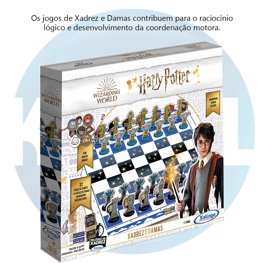 Jogos de Tabuleiro Harry Potter Xadrez Damas Xalingo