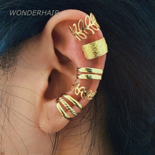 5pçs/Conjunto Retrô Folhas Brinco De Clipe Para Mulheres Criativo Simples Punho De Orelha Não Perfurante Tendência Joias Presentes mywonderhairclip