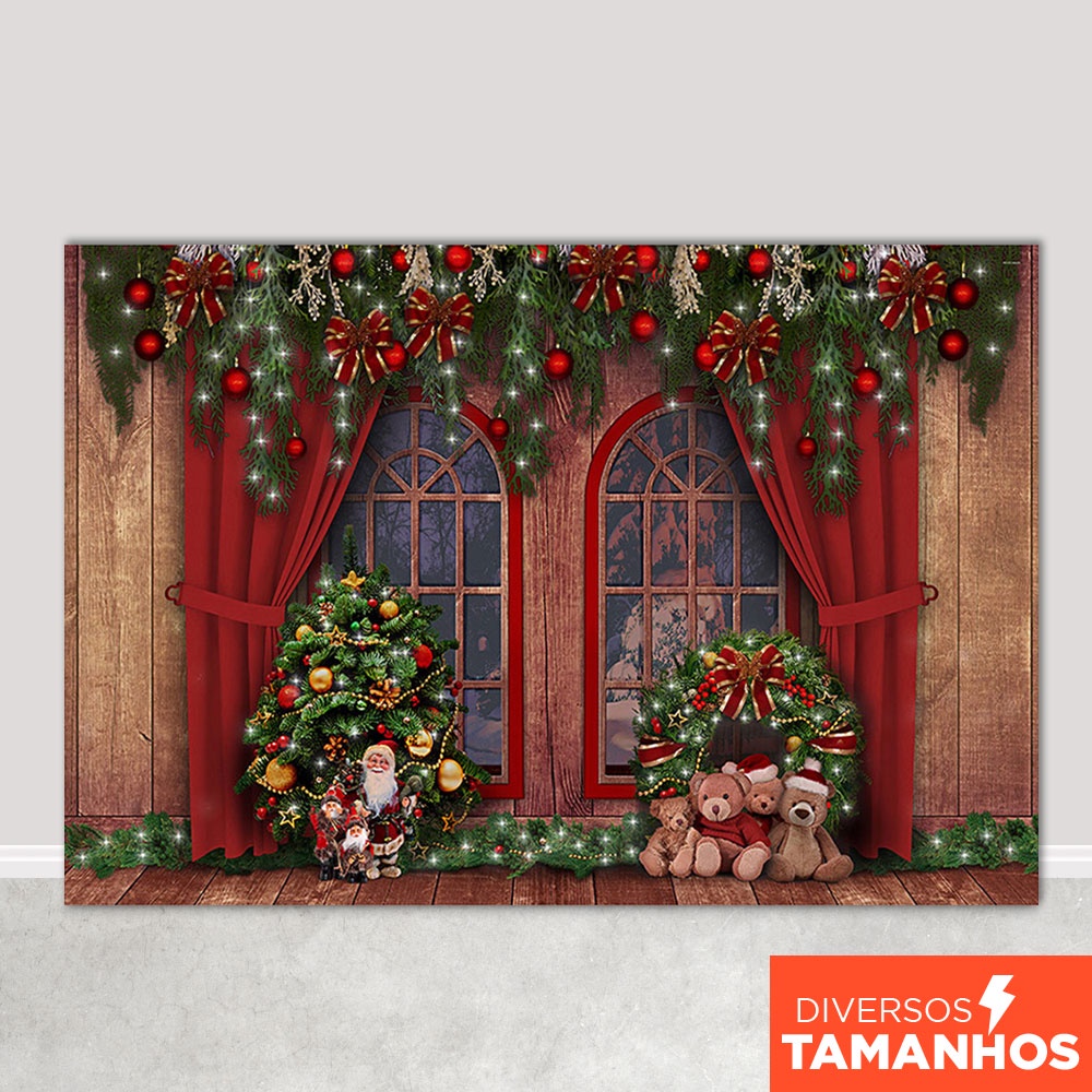 Painel Fundo Fotográfico Natal Cenário Janela Em Tecido Sublimado - FNT-672 em Oferta na Shopee