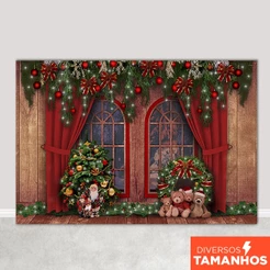 Painel Fundo Fotográfico Natal Cenário Janela Em Tecido Sublimado - FNT-672