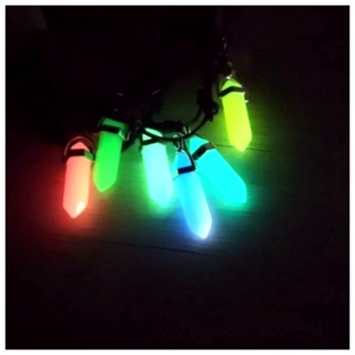 Colar Feminino de Cristal Natural, Pingente Hexagonal de Pedra da Lua Luminosa que Brilha no Escuro