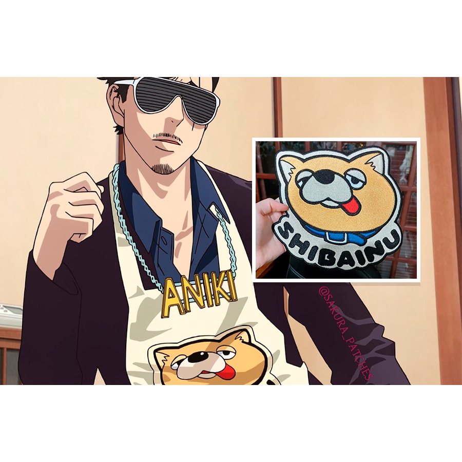 Gokushufudou Tatsu Imortal patch bordado dog avental termocolante 20cm