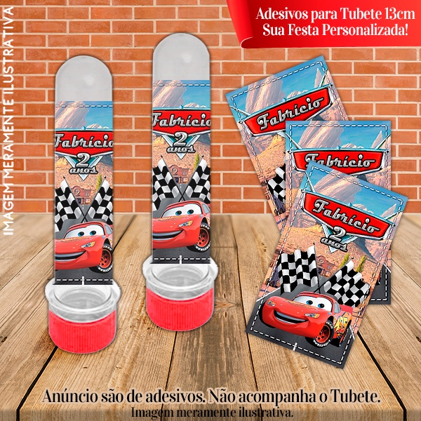 Rótulos adesivos para tubetes de 13 cm Personalizados Carros