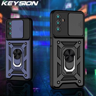 KEYSION Capa Armadura Anti-Impacto Para Samsung M23 5G M13 4G A03 Core A02S Push Pull Camera Proteção Anel Suporte De Celular Galaxy F23 5G