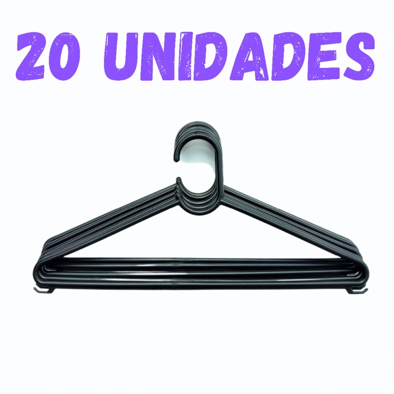 Cabide de Roupa Plásticos Preto Kit c/ 20 unidades!!! em Oferta na Shopee