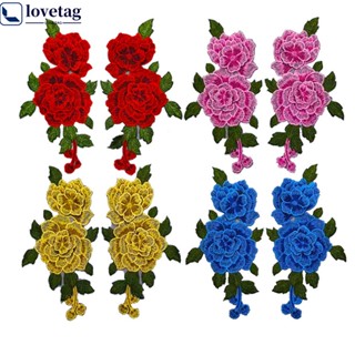 LT 1Pair Lindas Flores Bordados Ferro Sobre Remendos Costurado Applique Bordado Roupas De Bricolagem