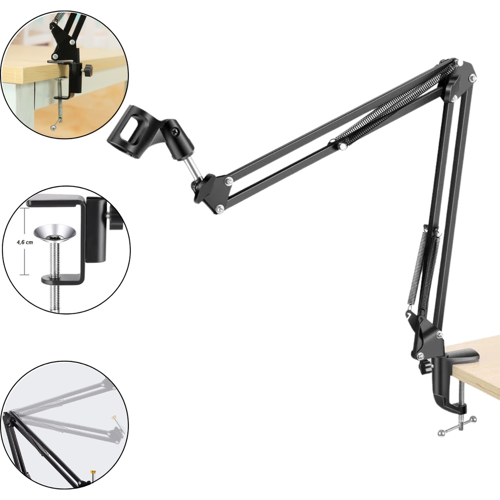 Suporte Articulado mesa P/ Microfones podcast Quadcast E Solocast