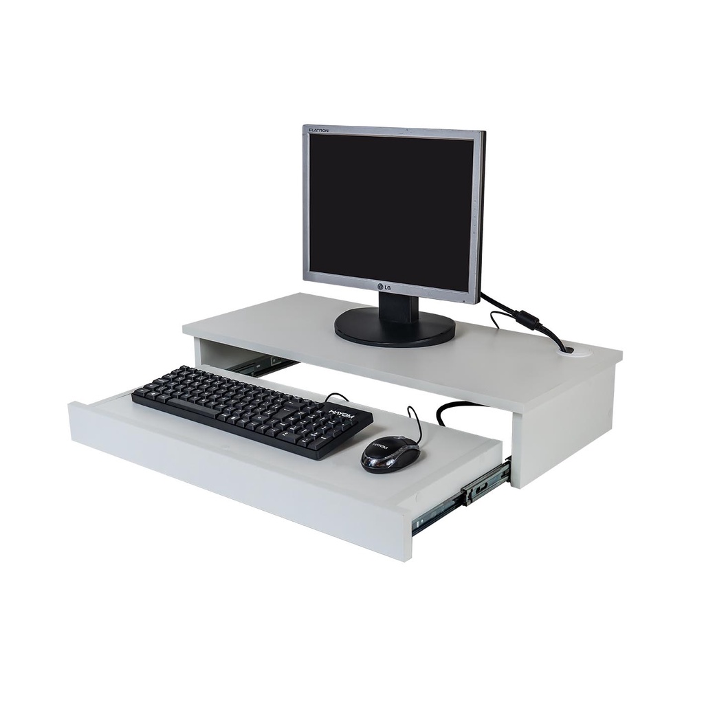 Suporte para Monitor e Teclado MDF branco fosco 15 mm.