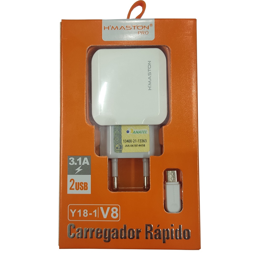 Carregador Turbo 3.1 H'maston Pro Iphone IOS TIPO C V8 Cabo Original Ótima Qualidade