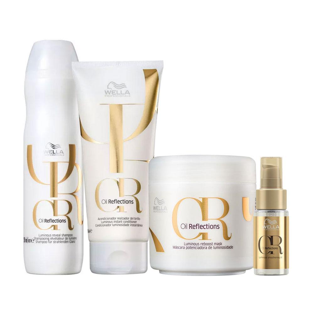 Kit Wella Oil Reflections - Shampoo e Condicionador e Máscara e Óleo - Beauty