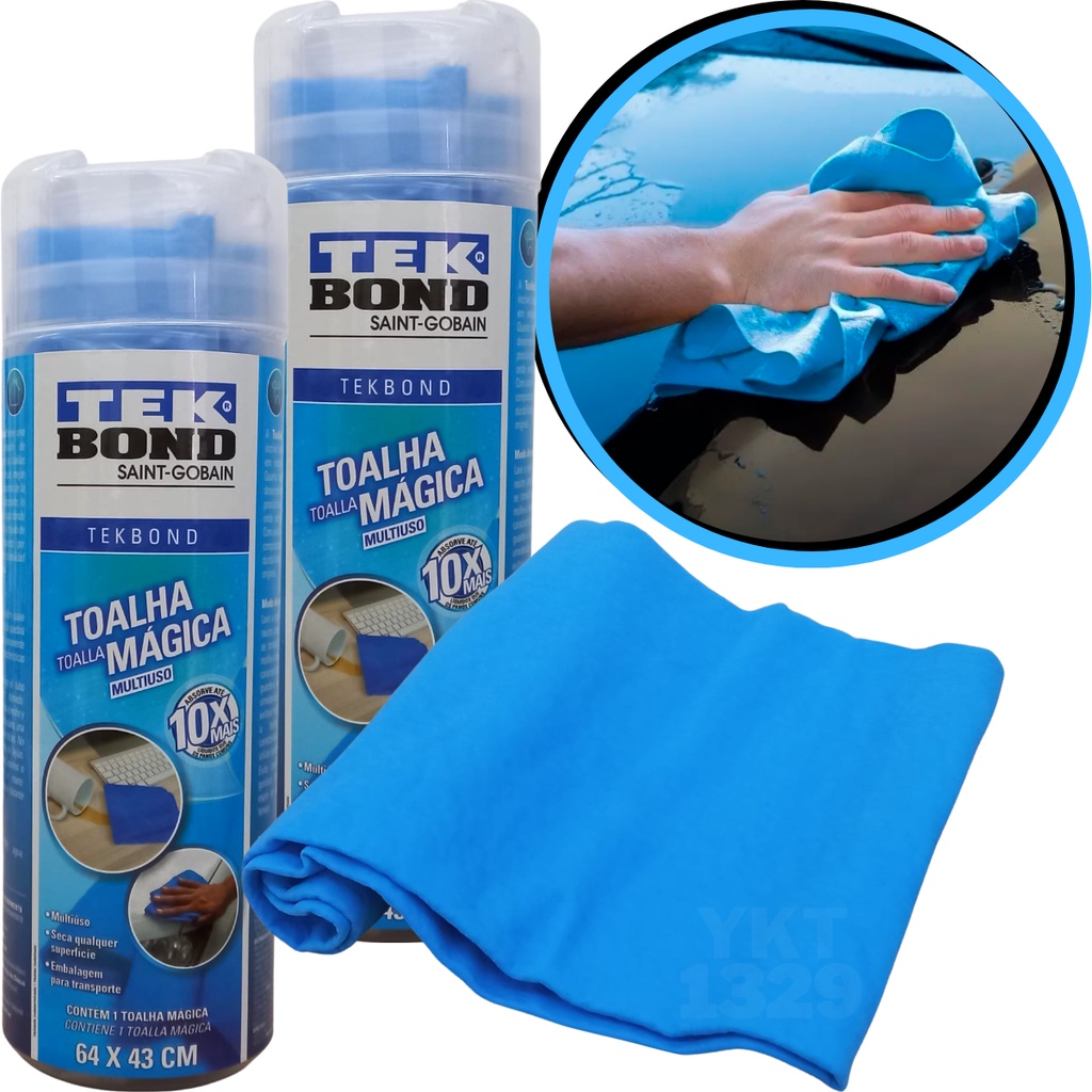 Kit 2 Toalhas Mágicas Tekbond Absorve Água Limpa Seca Carro em Oferta na Shopee