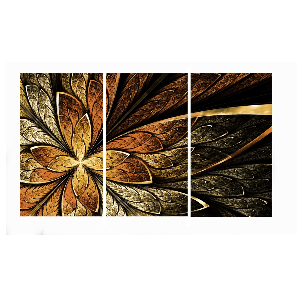 Quadro 70X150cm em Impressão Digital – trio – geometrico floral marrom Atelier Valverde