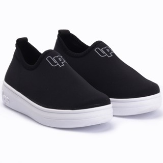 Tênis Feminino Slip On Knit Lps Shine - Preto/Branco
