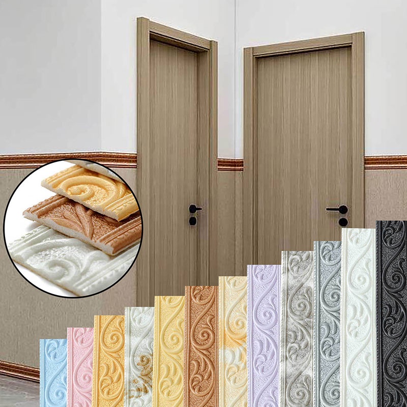 Roda De Teto De Parede 3D À Prova D'água Rodapé Autocolante Linha De Canto Cintura DIY Decor Borda